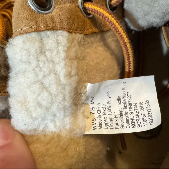 Tan Women's Sneaker Boots with White Sherpa Lining And Fold Over Ankle - Picture 7 of 8